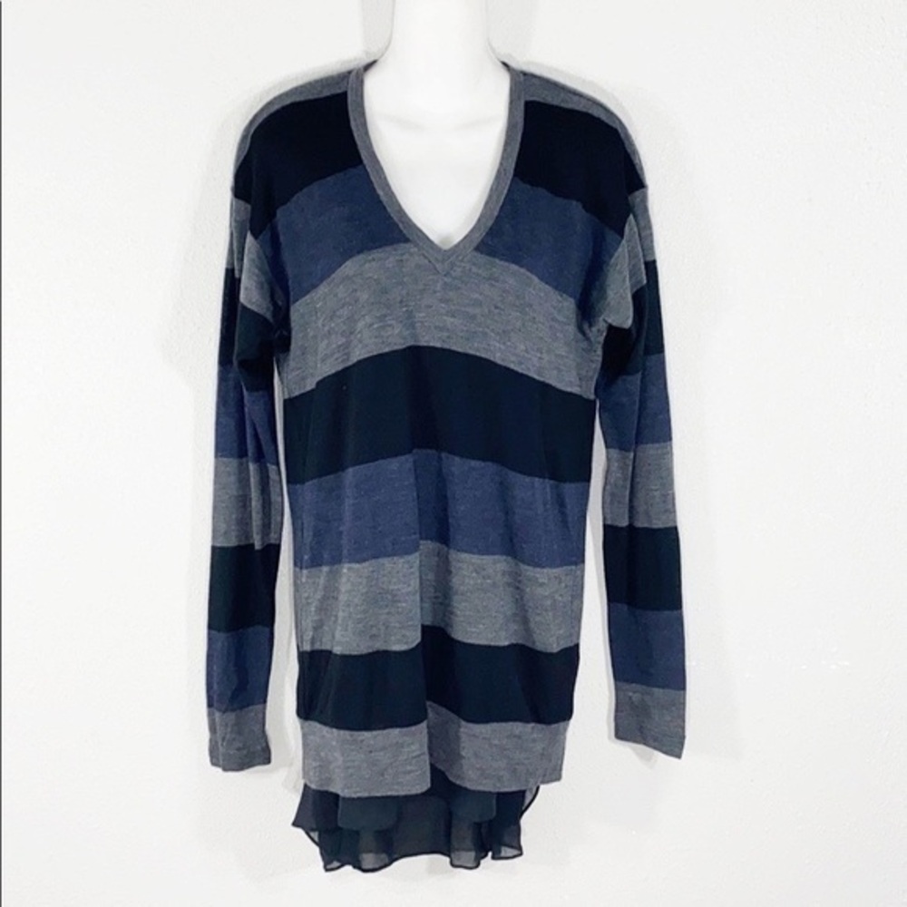 Theory Star Wool Silk Stripe Sweater dress X3